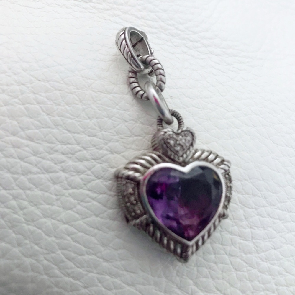 Judith Ripka Heart Amethyst Pendent EUC